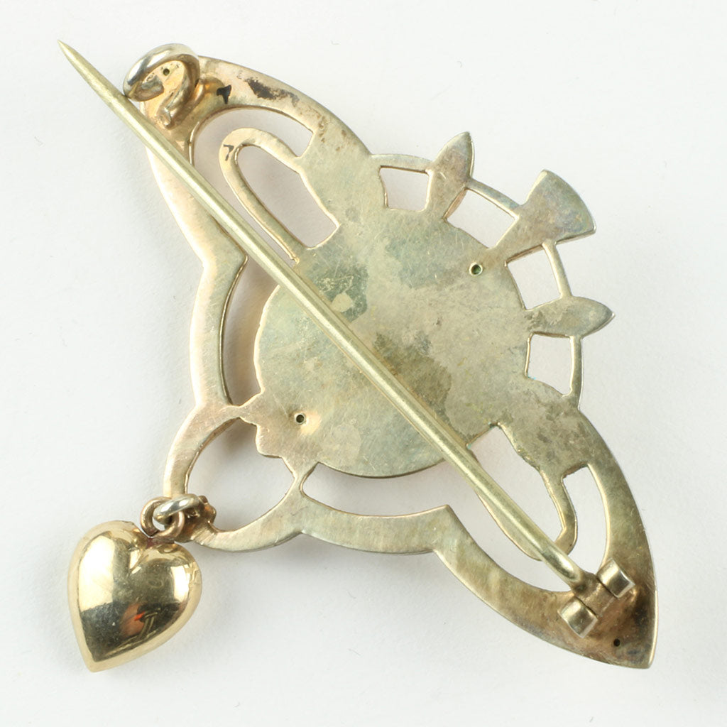 Antik broche af sølv og guldblik ca. år 1880
