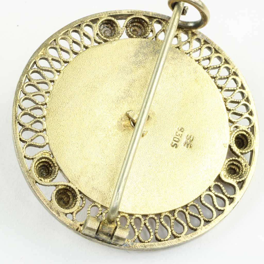 Antik broche med emalje ca. år 1920