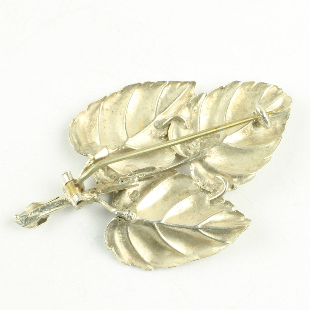 Antik blad broche af sølv ca. år 1900