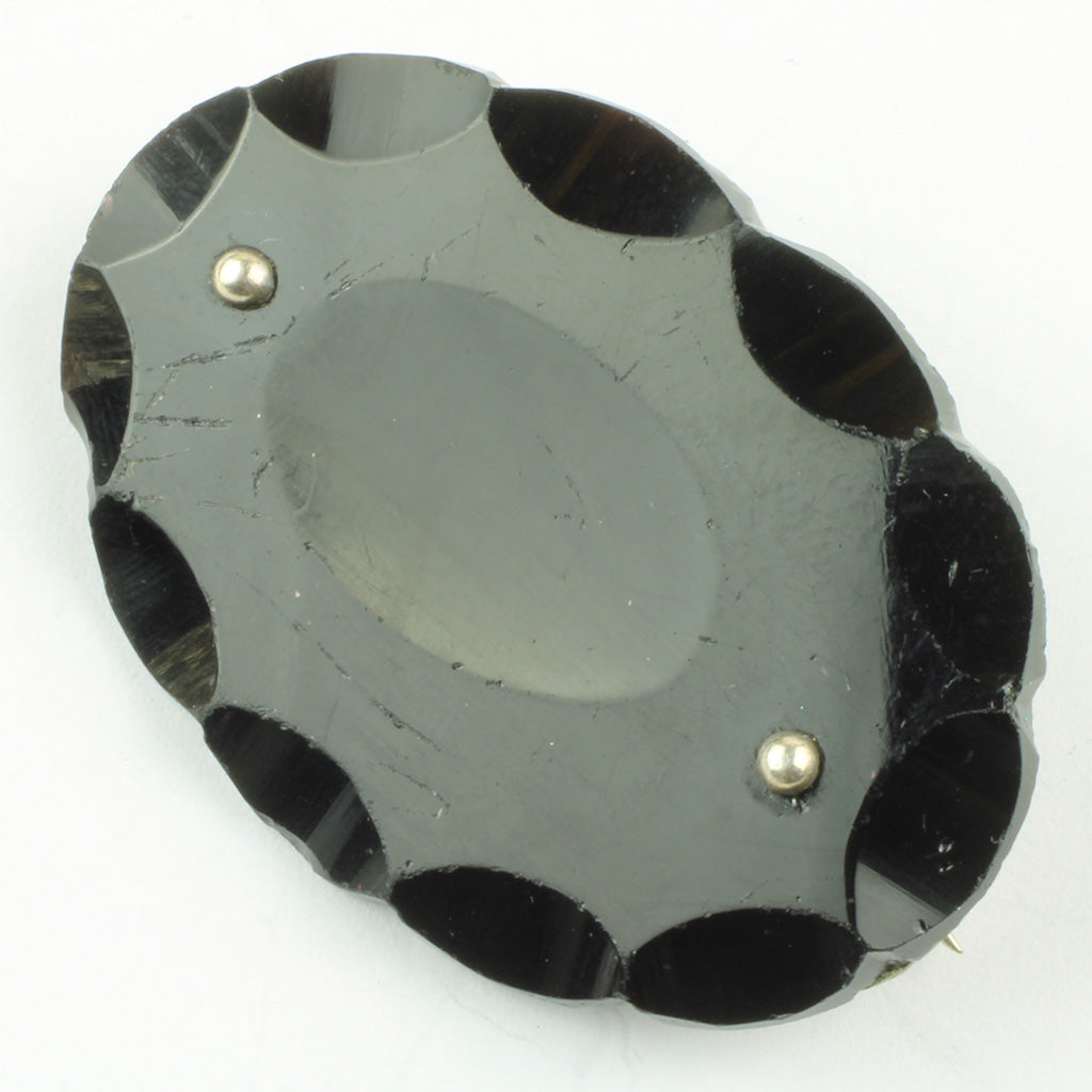 Antik sørgesmykke broche med sort glas ca. år 1870