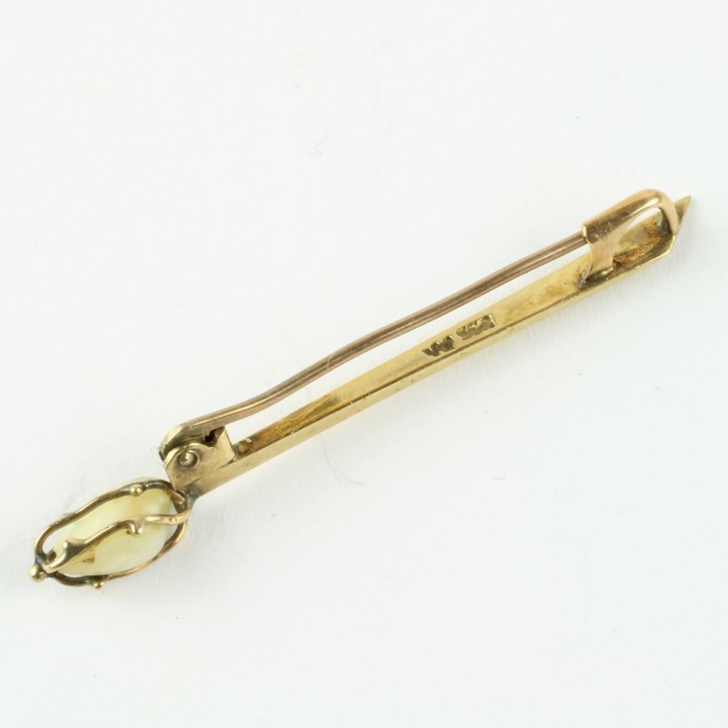 Antik slipsenål med perle af 14K guld ca. år 1920