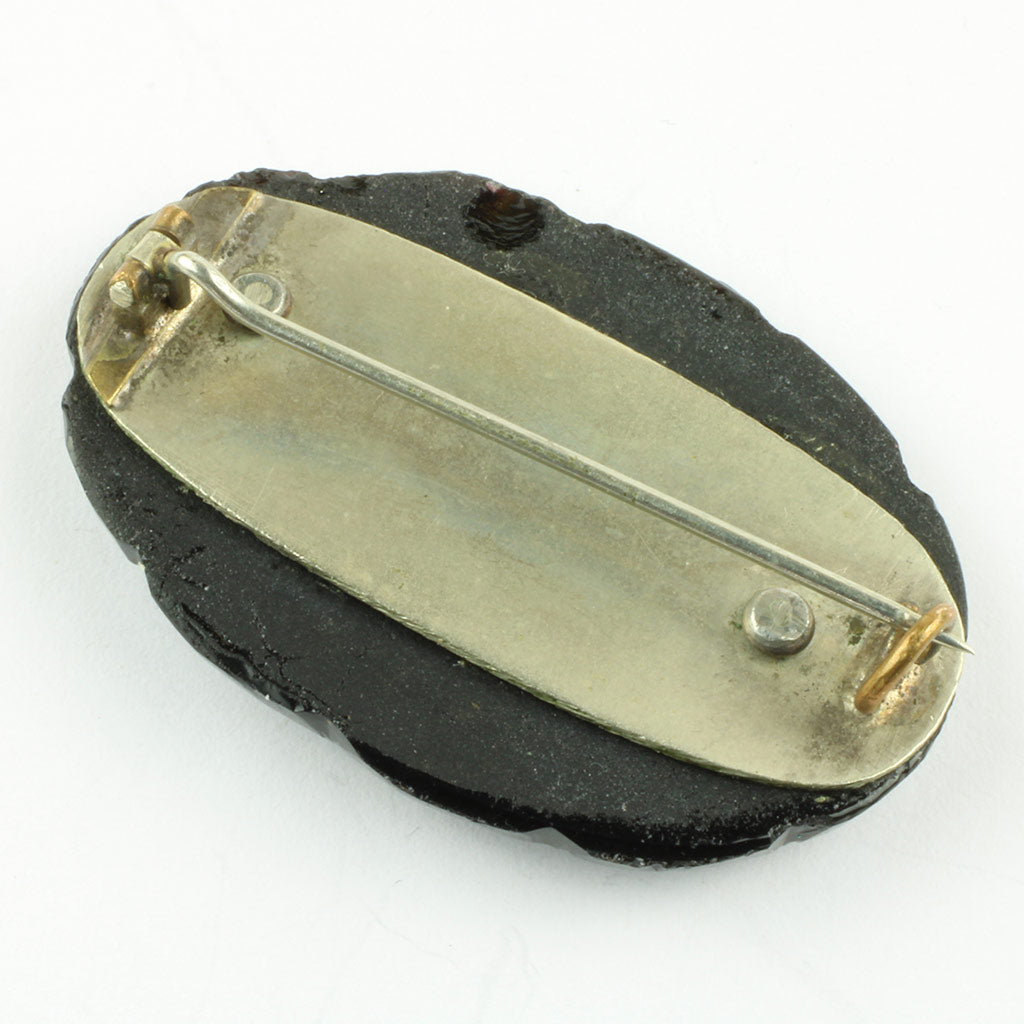Antik sørgesmykke broche med sort glas ca. år 1870