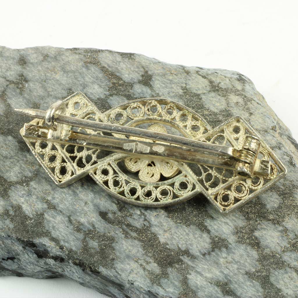 Antik filigran broche af sølv