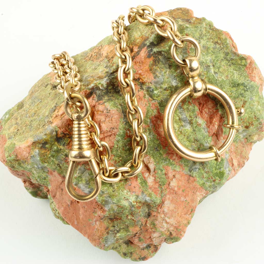 Kort herre urkæde i ankermønster af gulddouble fra Hans Jensen