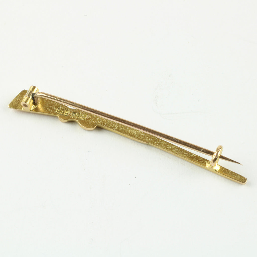 Fritz Heimbürger art deco broche formet som riffel af 14K guld