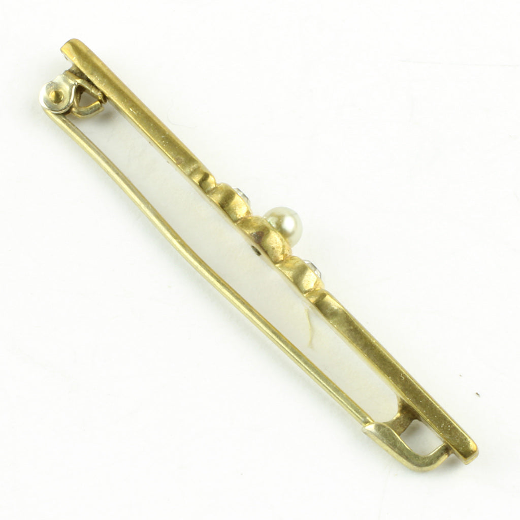 Slipsenål af gulddouble med perle og sten