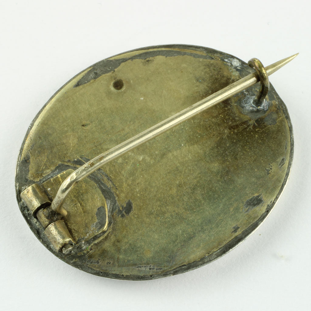 Antik oval broche af sølv ca. år 1900