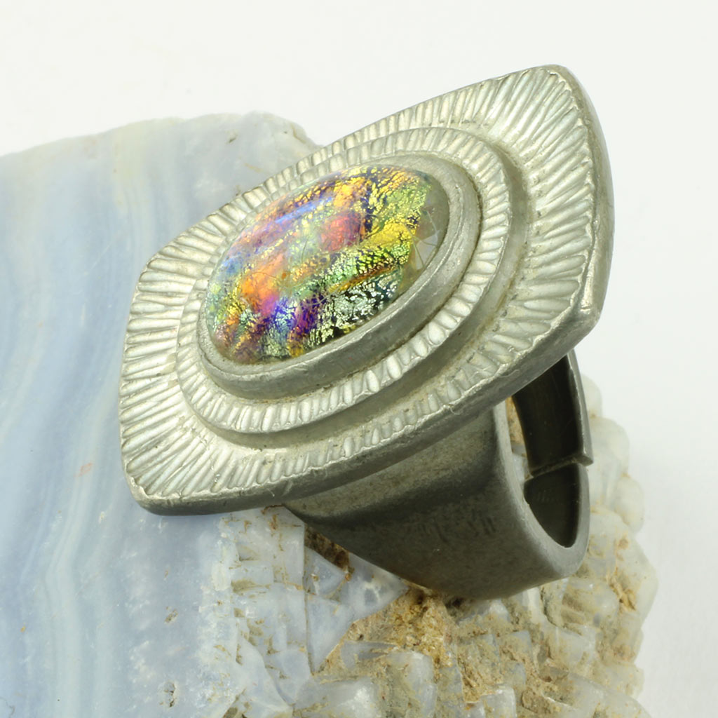 Jørgen Jensen ring af tin med syntetisk opal - str: 55
