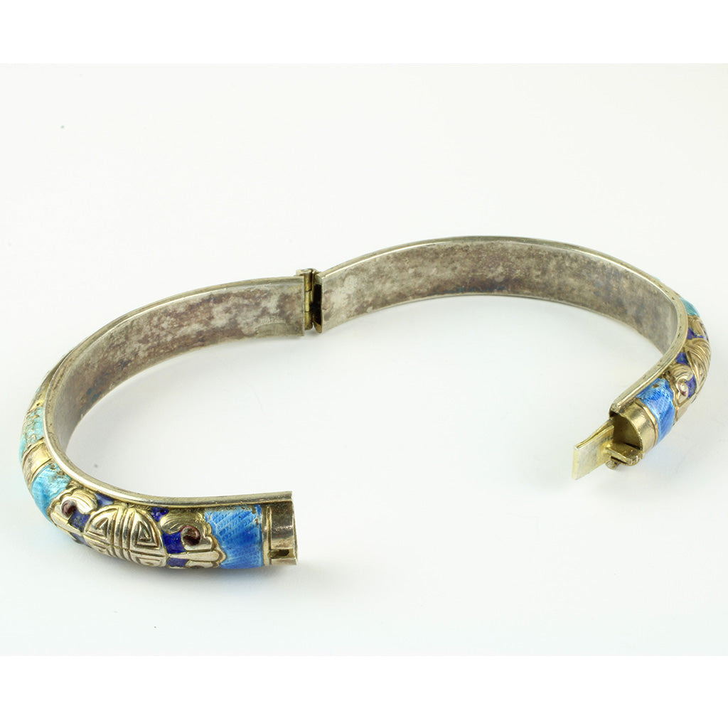 Antik kinesisk armbånd af sølv med emalje ca. år 1920