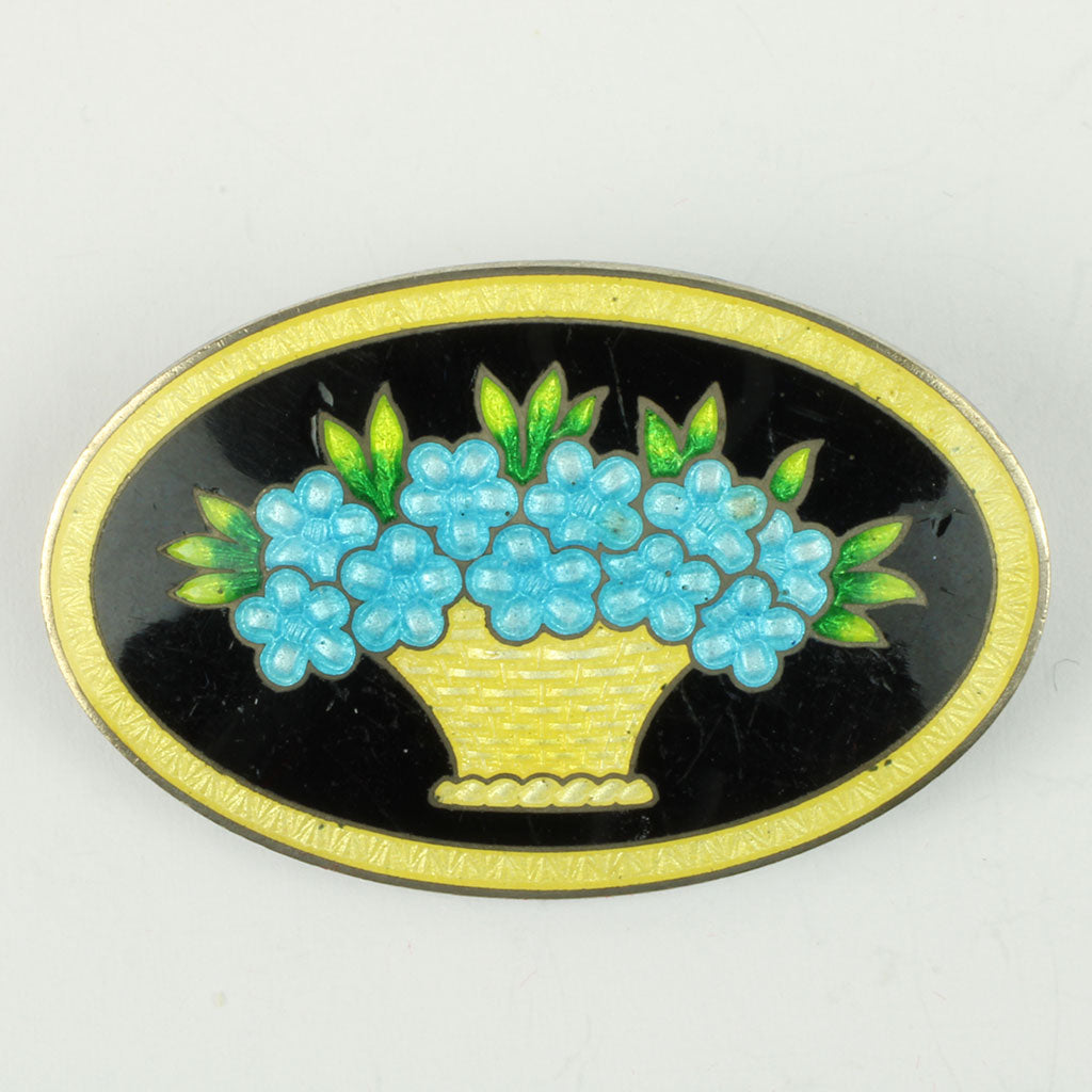 Oval broche med særdeles fint emalje arbejde fra ca. 1920