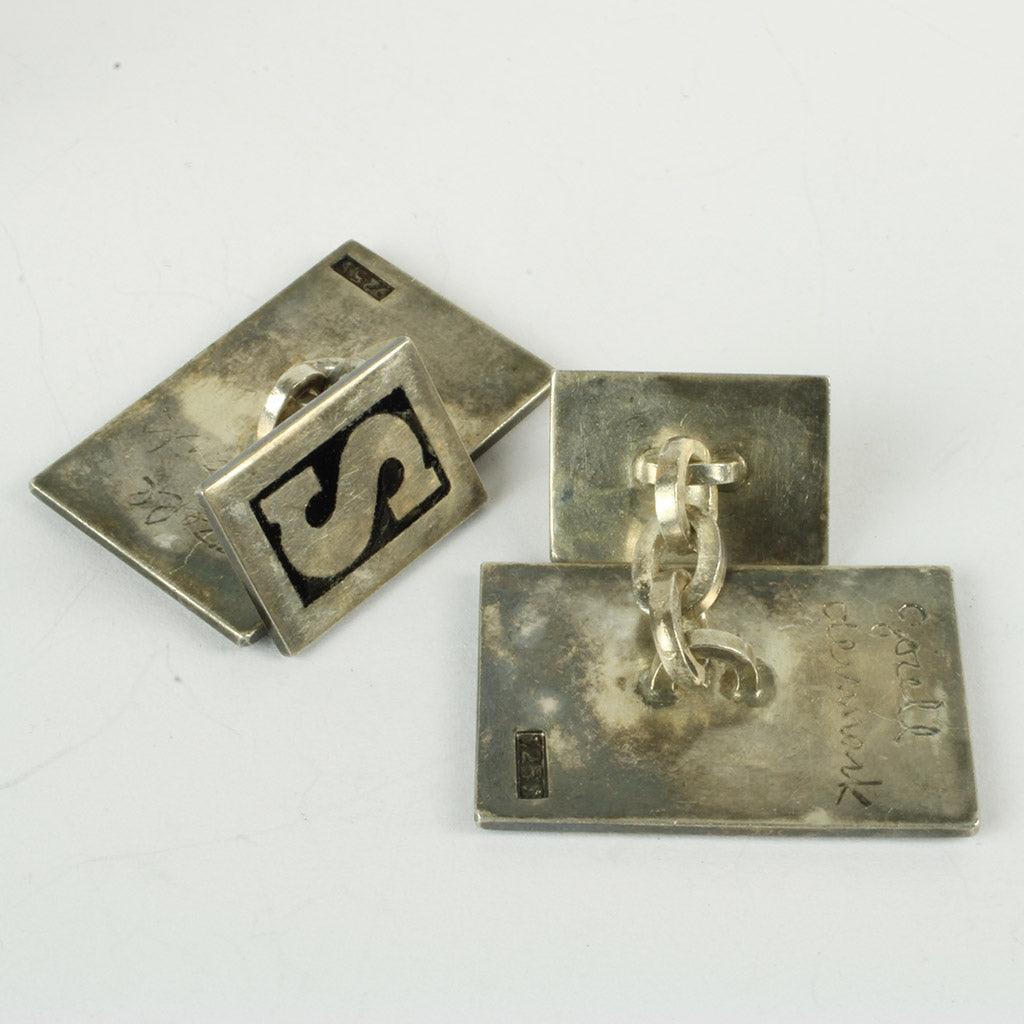 manchetknapper fremstillet af sterlingsølv med indlagt emalje