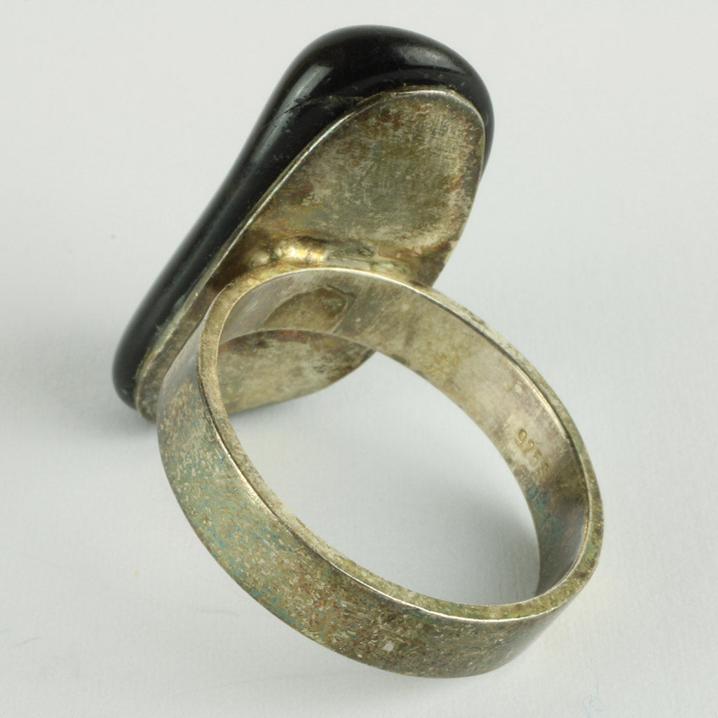 Ring af sølv med onyx - str: 54