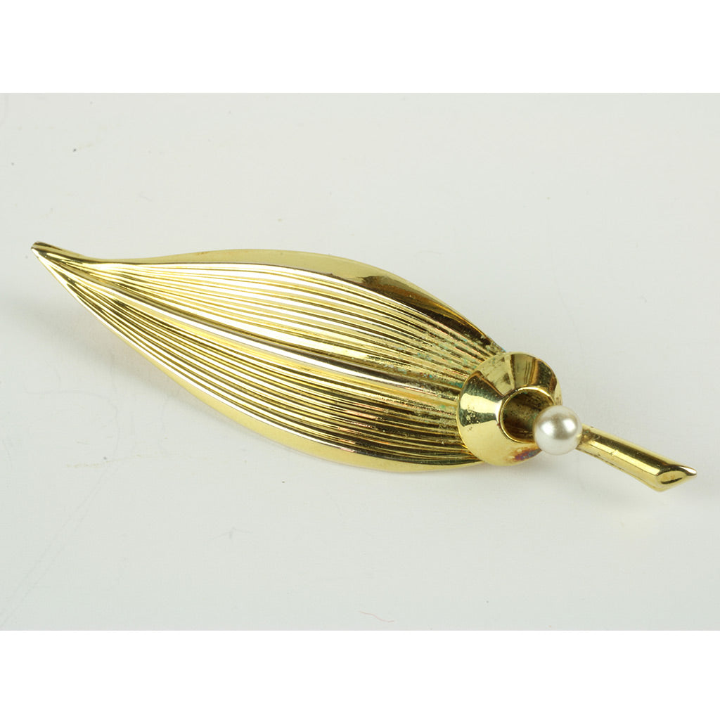 Blad broche af gulddouble