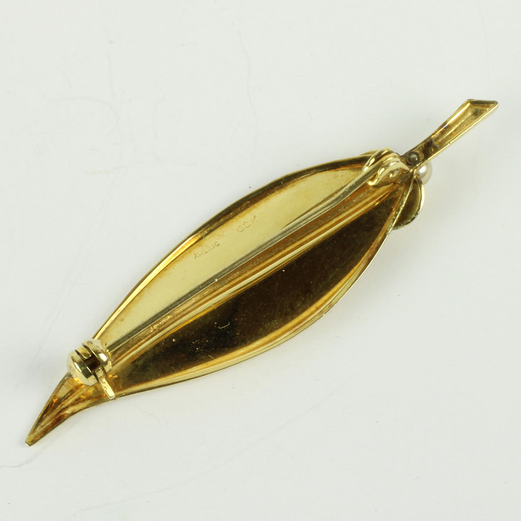 Blad broche af gulddouble