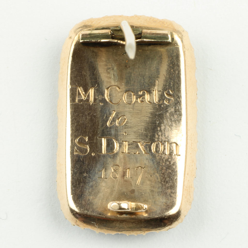 14 kt guld broche Bagpå indgraveret M.Coats to S. Dixon, 1817