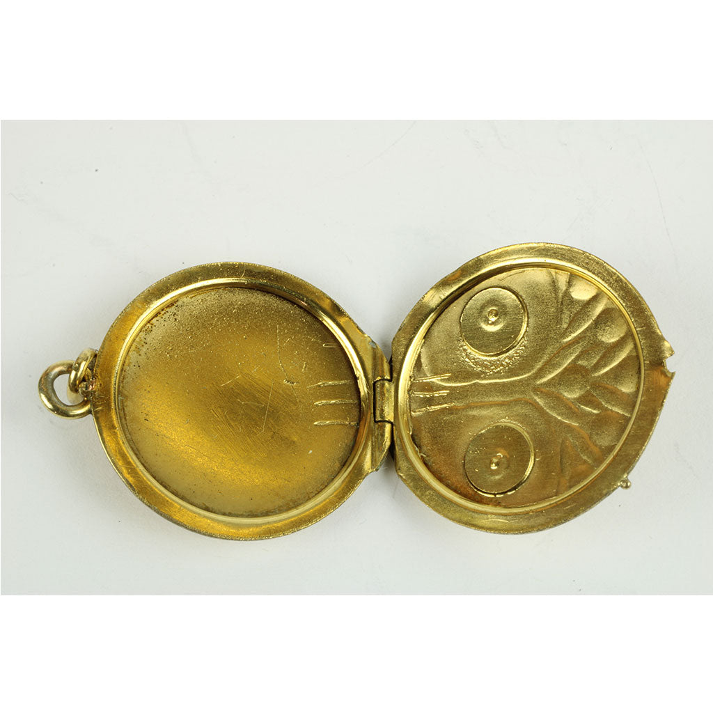 antik medaljon 1920 ca Indvendigt med plads til to fotografier