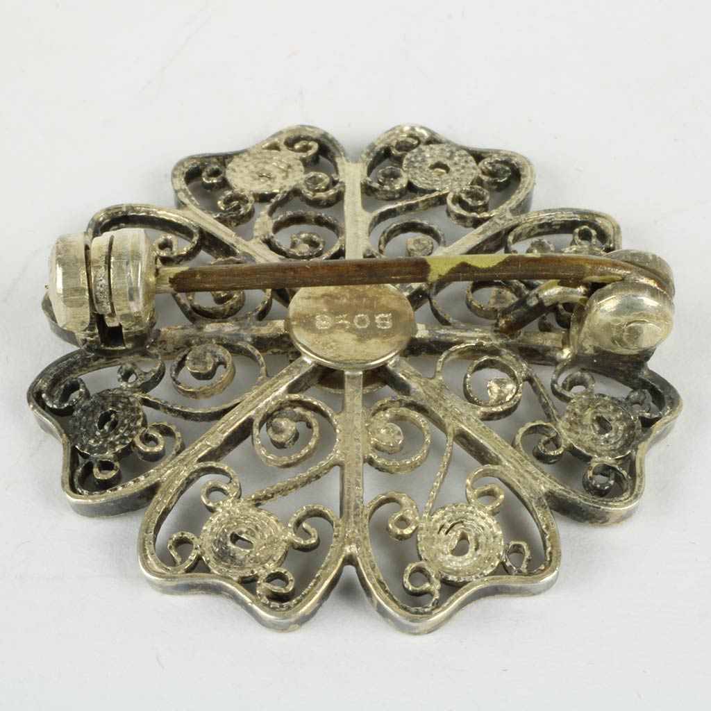Antik filigran broche af sølv ca. år 1920